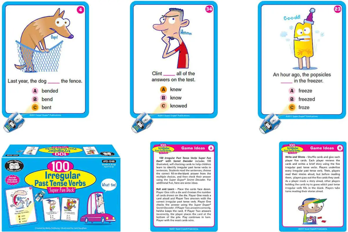 100 Irregular Past Tense Verbs, a card game that teaches the use of 100 irregular past tense correctly