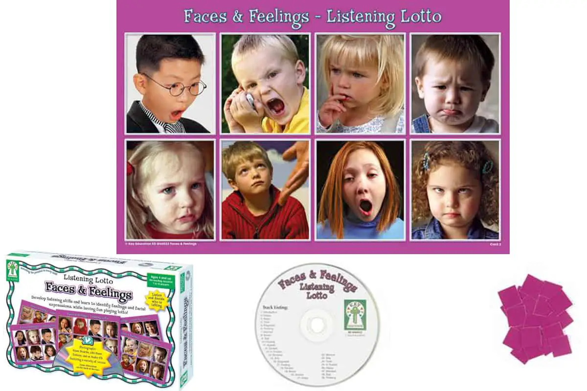 Faces and Feelings Listening Lotto, a fantastic game that help kids identify different emotions and develop their listening skills as well
