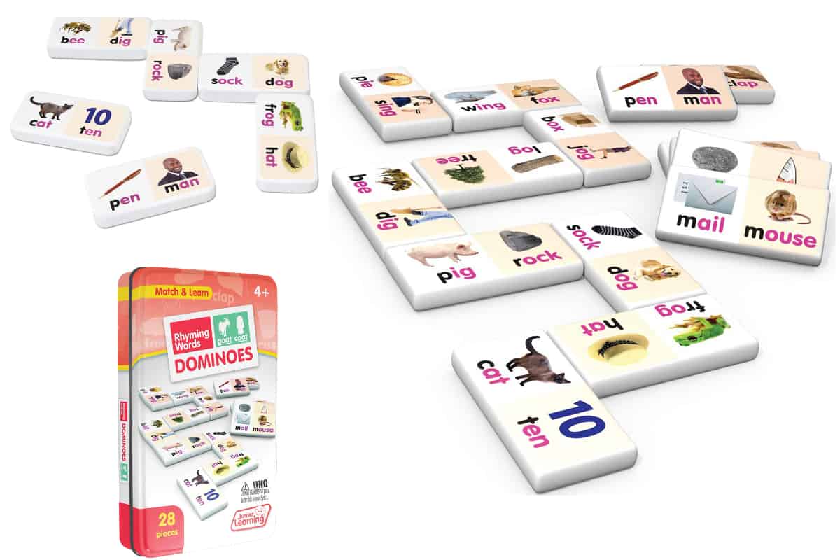 Rhyming Words Dominoes, a matching game to practice rhyming words