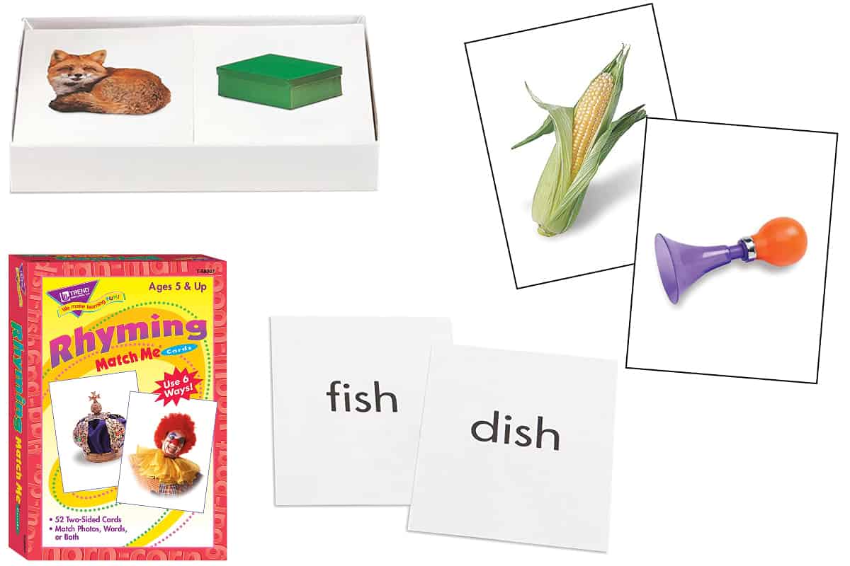 Rhyming Match Me Cards, a matching card game that develops memory and rhyming skills