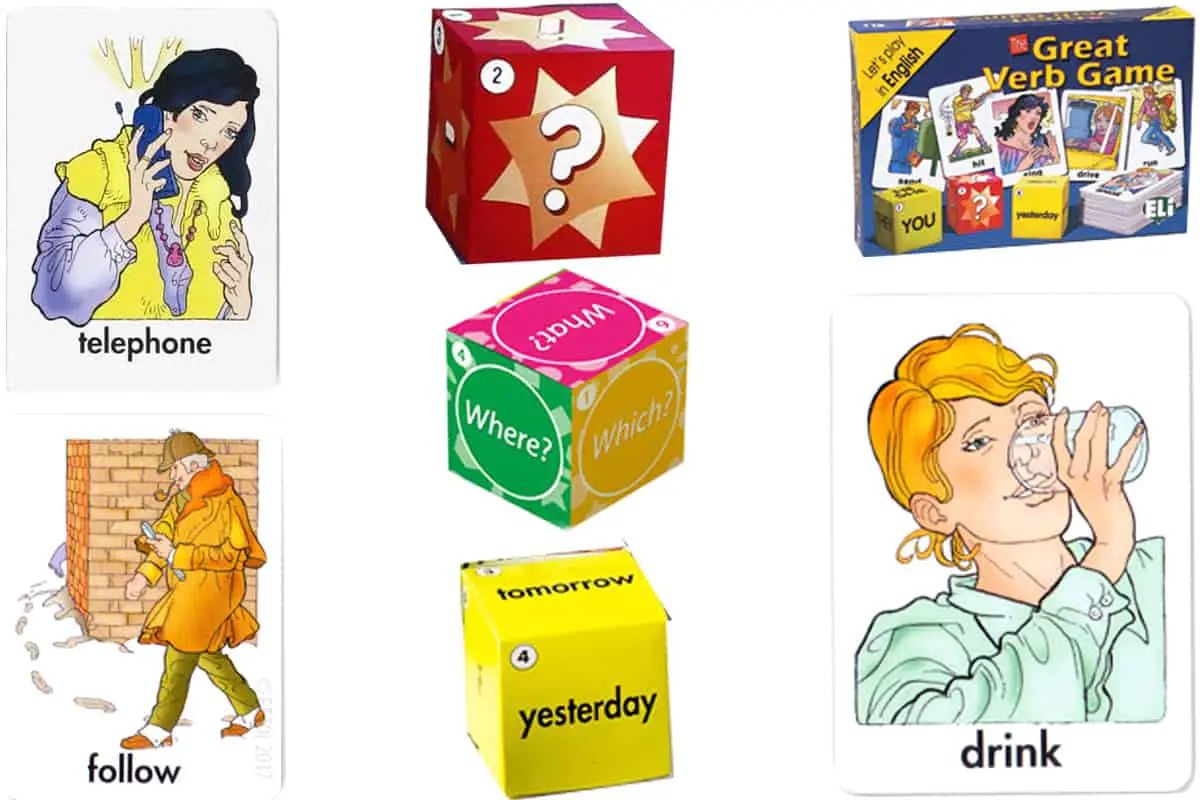 The Great Verb Game is a card game that help kids review verb tenses