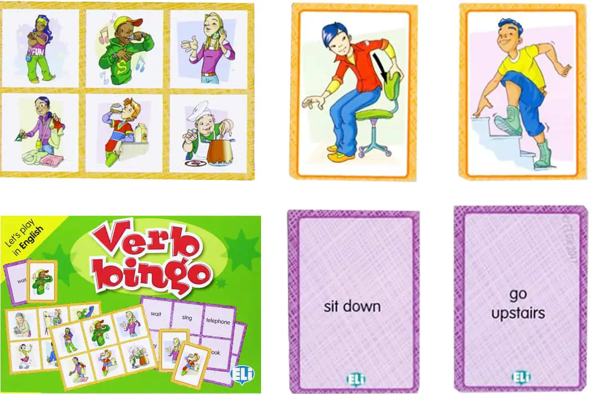 Verb Bingo is an attractive bingo game that explains useful verbs and verb phrases
