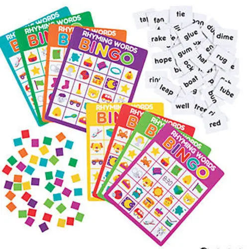 Rhyming Words Bingo (Fun Express), a bingo game to master phonemic awareness