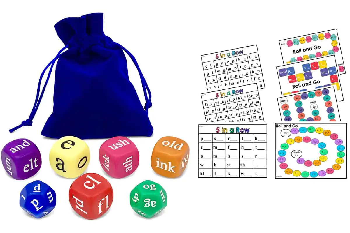 Roll & Read Phonics Dice Set, a fun game to learn reading and spelling