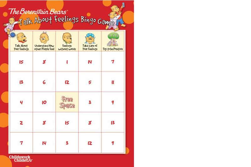 Talk about Feelings Bingo Game, a game to express your feeling and understand those of other people