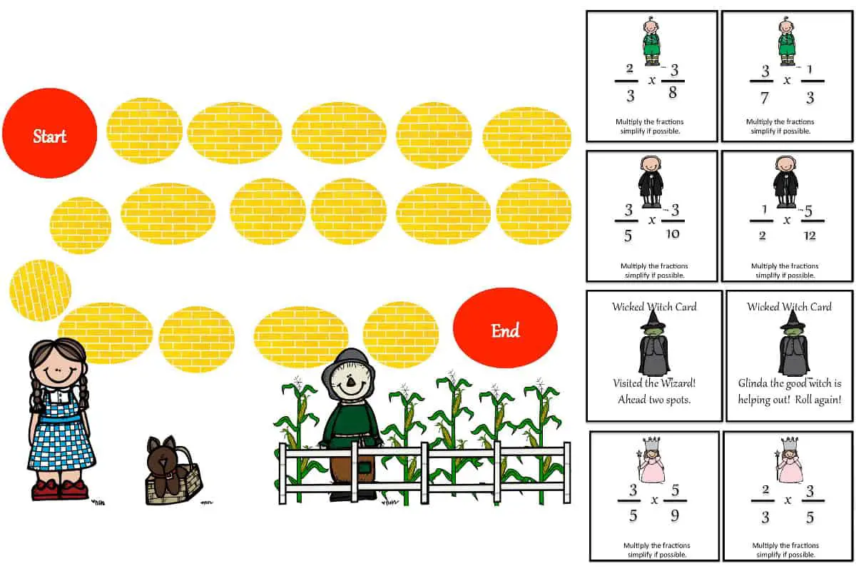 Multiplying Fractions Board Game – Wizard of Oz Theme, a game to work on multiplying fractions