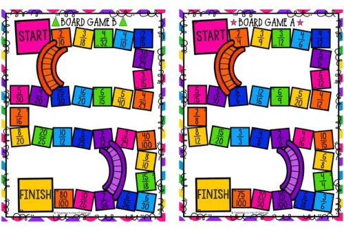 10 Printable Fraction Board Games for Equivalent Fractions