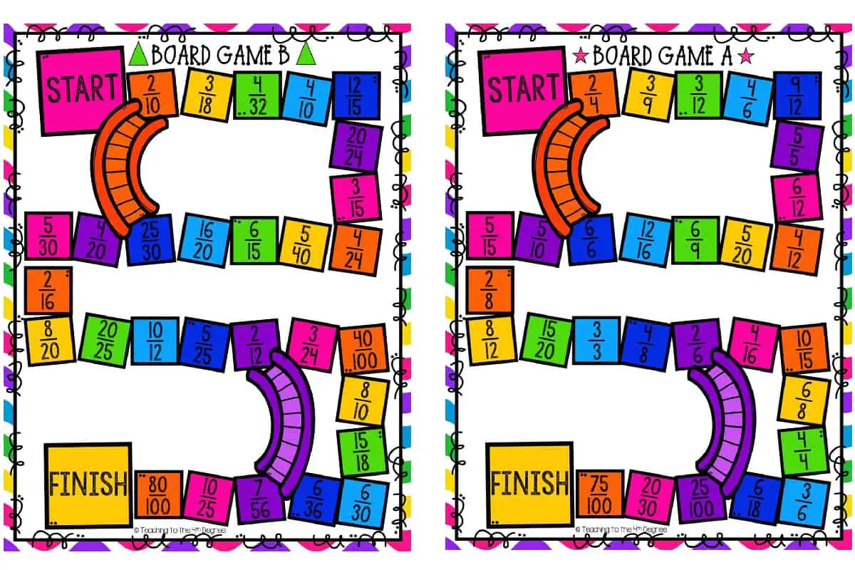 Equivalent Fractions Fraction Land, a fun board game to practice equivalent fractions.