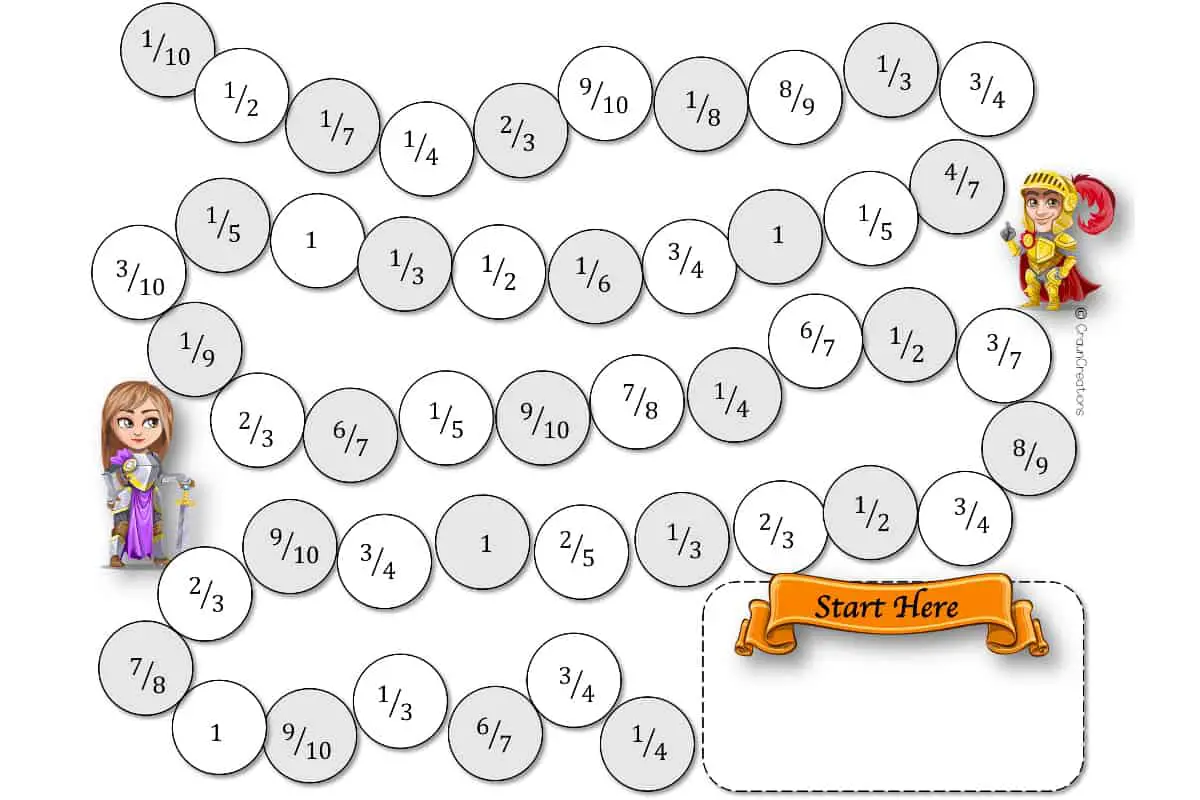 7 Printable Fraction Board Games For Identifying & Simplifying Fractions