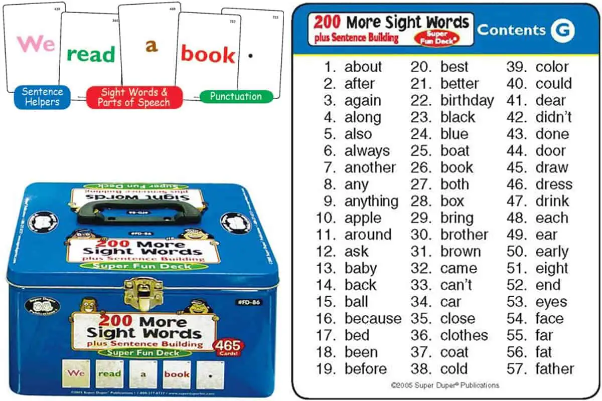 200 Sight Words, a card game that helps kids build vocabulary and make simple sentences.