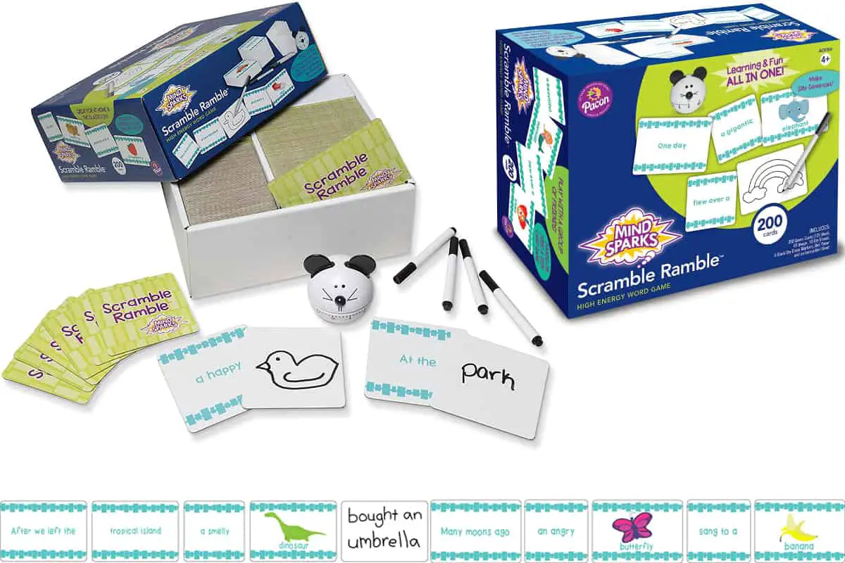 Scramble Ramble Word Game, a fun card game to make sentences.