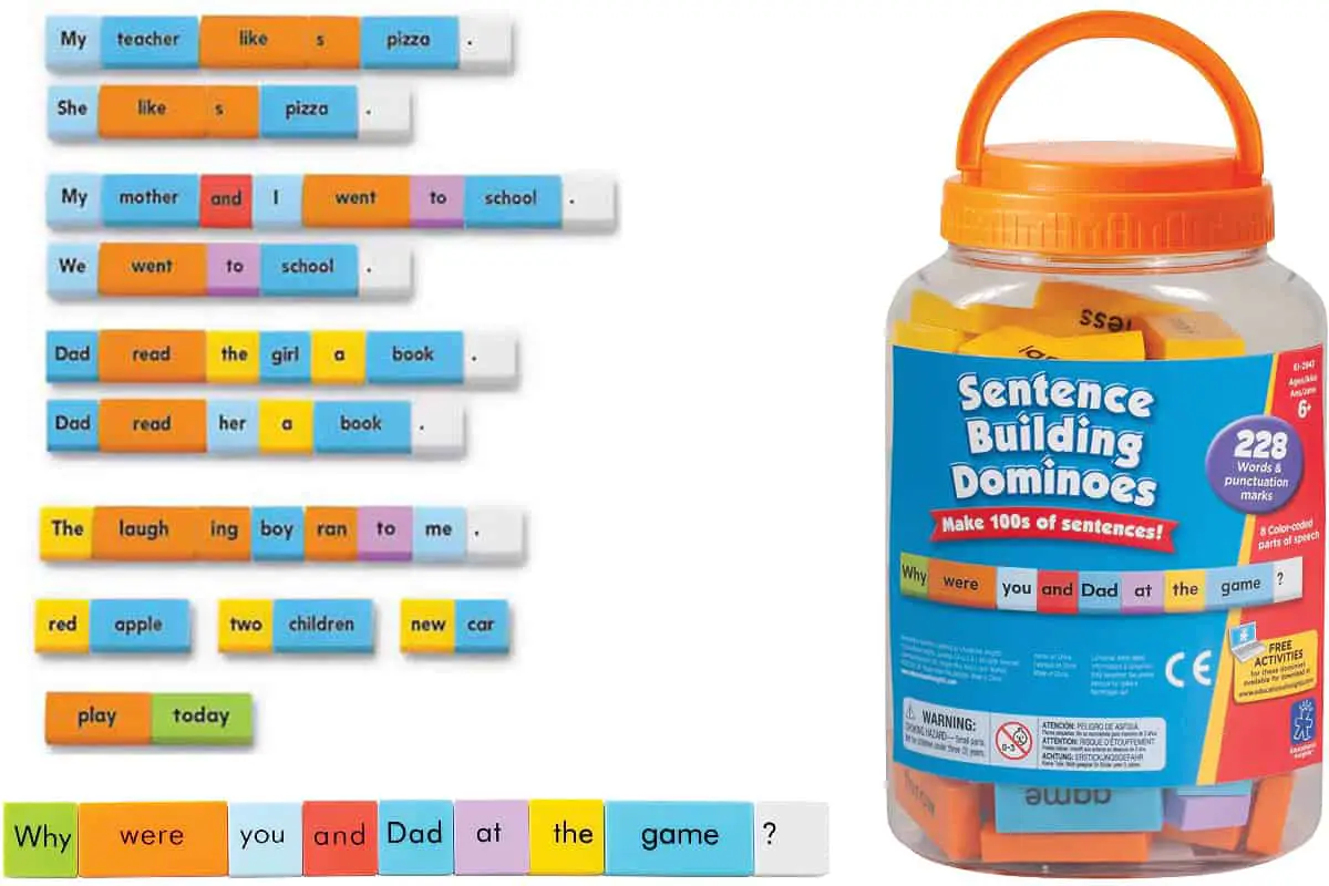 114 Double-Side Educational Insights Sentence Building Dominoes Ages 6 and Up,