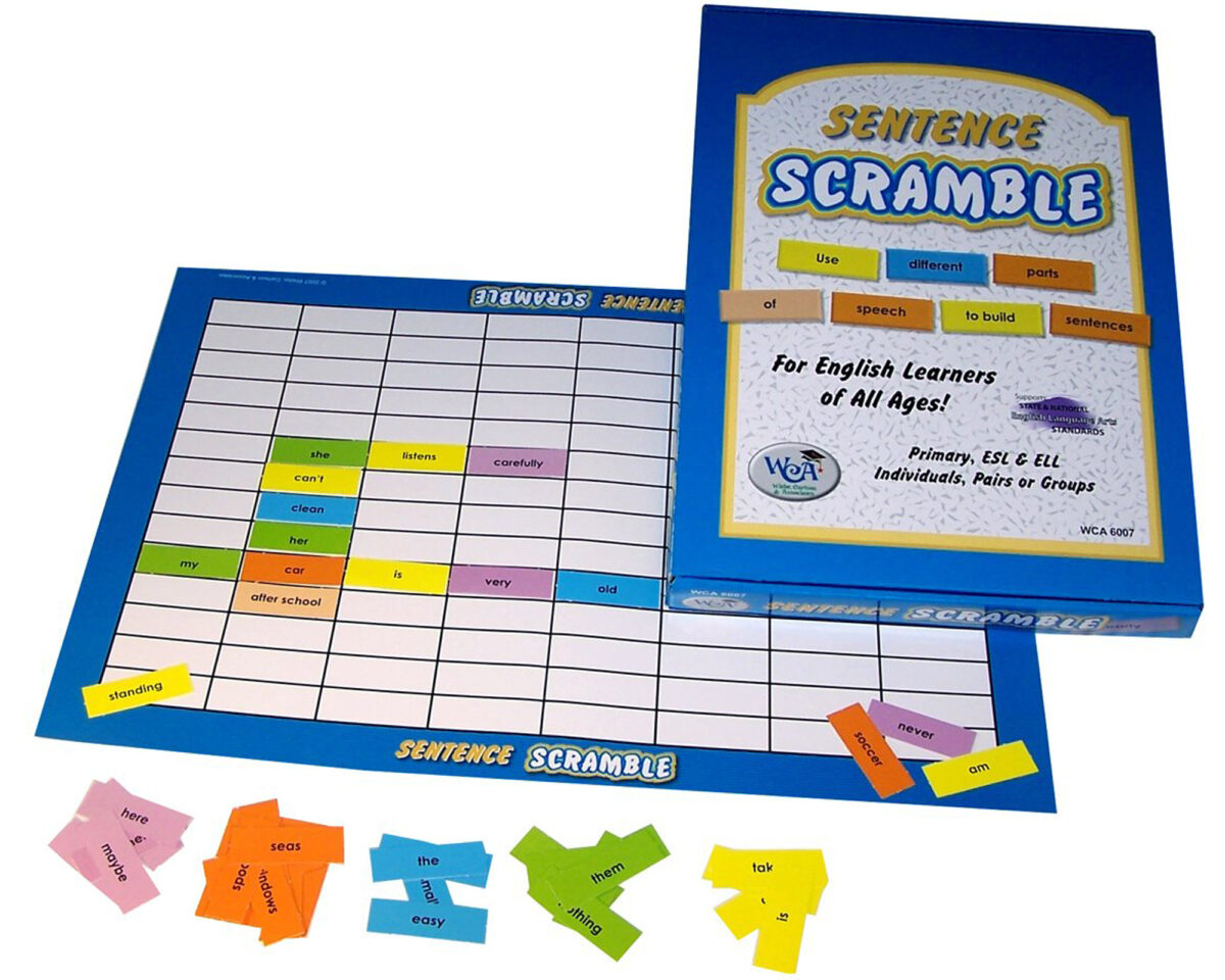 Sentence Scramble is a game for ESL teachers and students to learn basic language skills like vocabulary, grammar and sentence building.