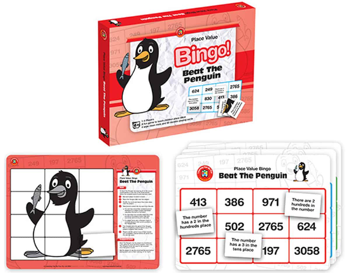 Beat the Penguin Bingo, a fun and educational game on learning place Value.