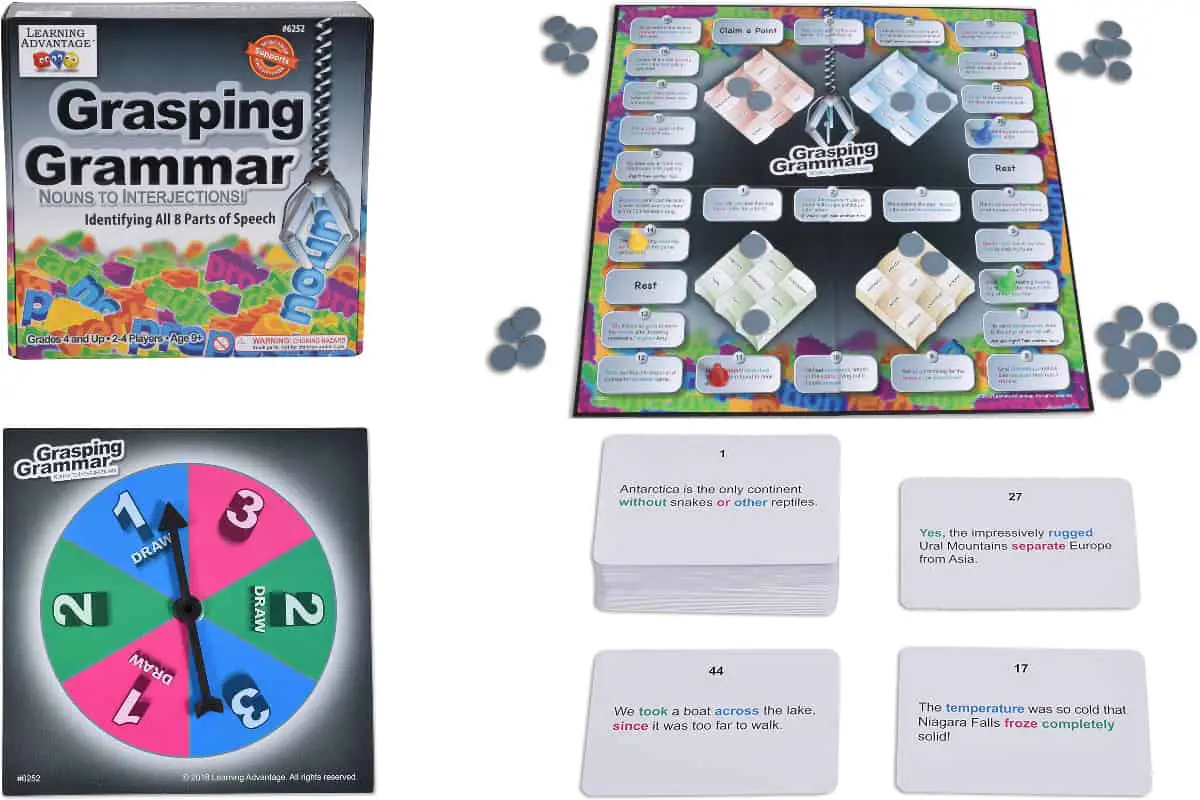 Grasping Grammar, a board game to learn and teach parts of speech.