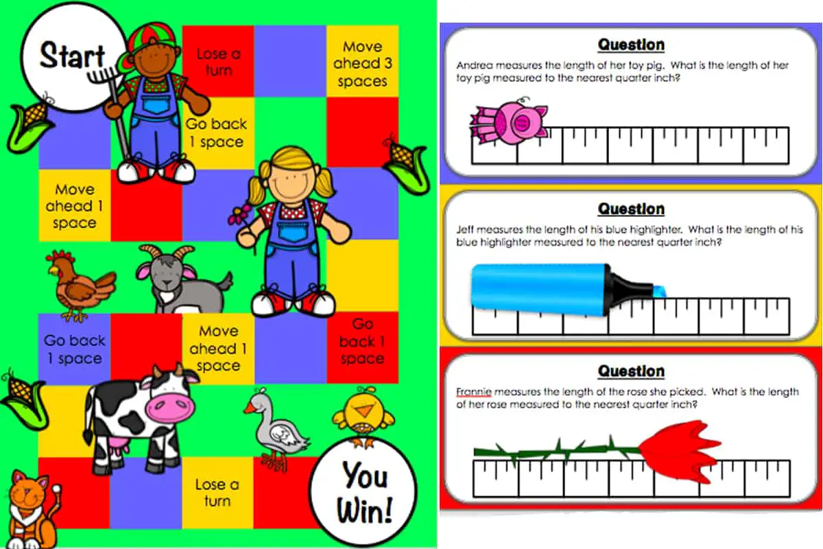 Measuring Lengths, a printable board game to learn measurements.