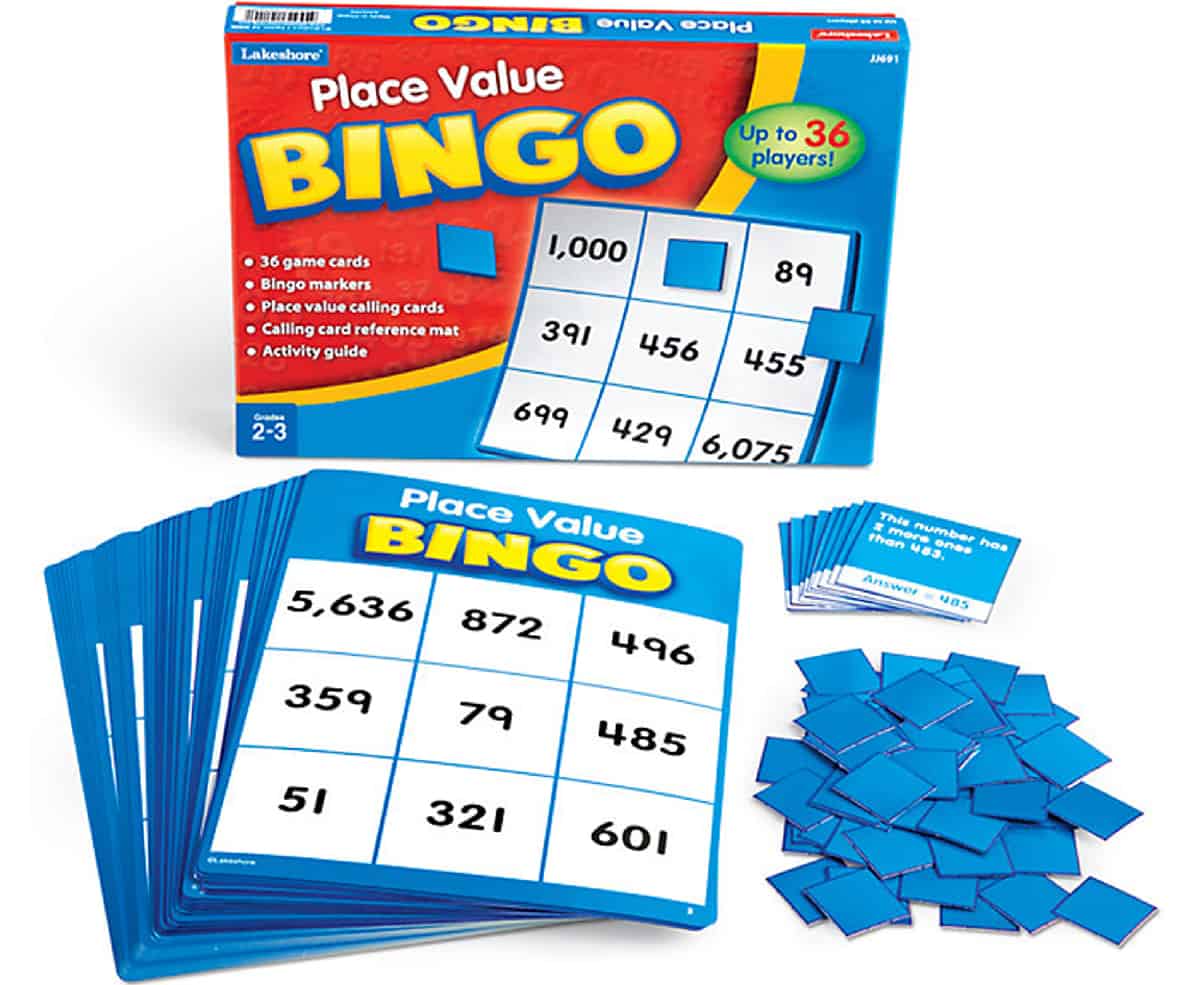 Place Value Bingo, a bingo game that help kids learn place value (ones, tens, hundreds and thousands).