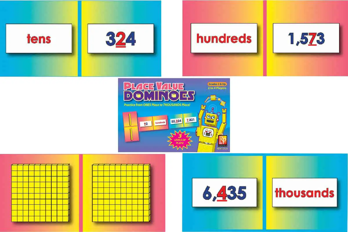 Place Value Dominoes, a game that helps students strengthen their knowledge of place value.