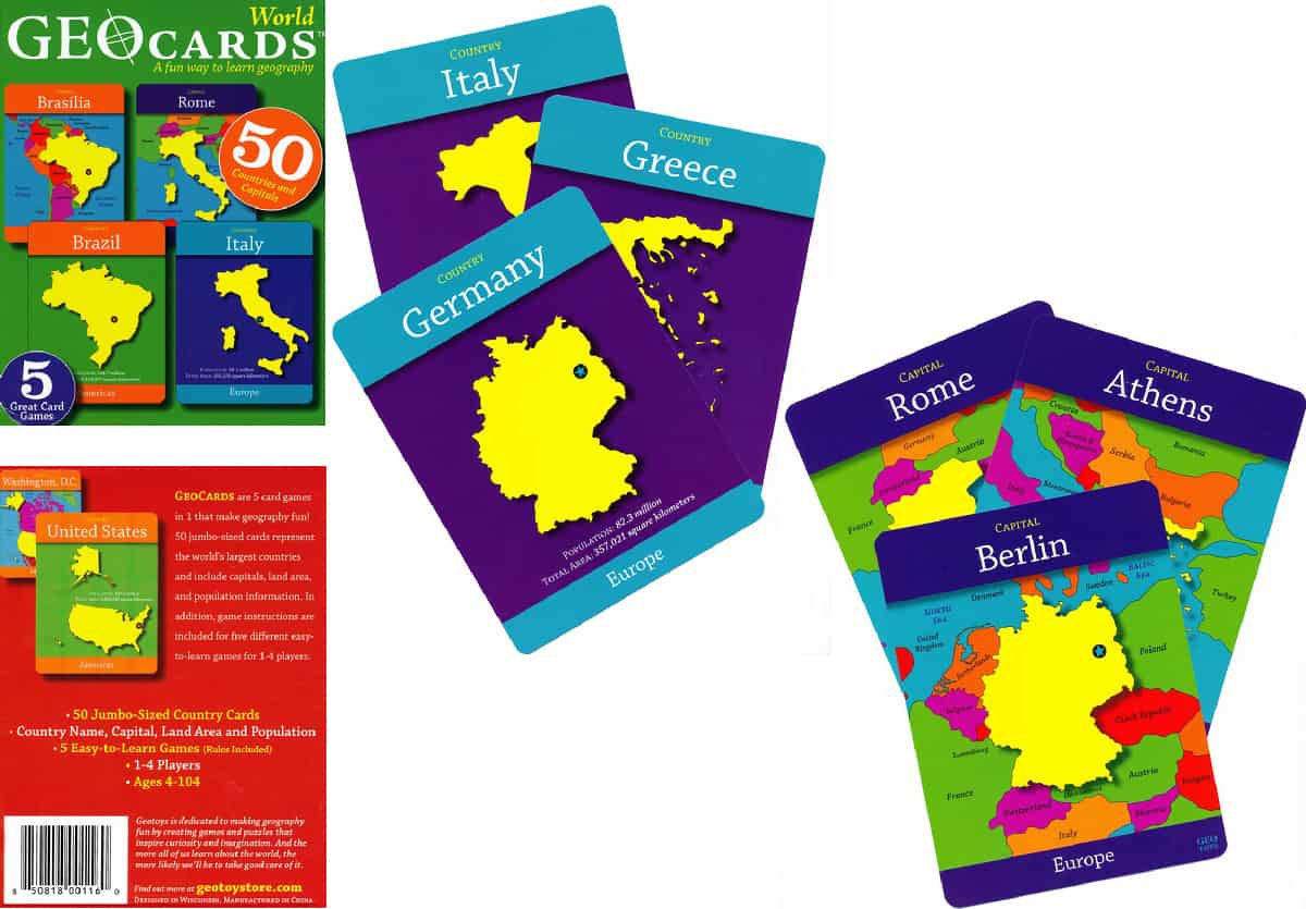 Geocards is a card game that helps children boost their geography skills and knowledge.