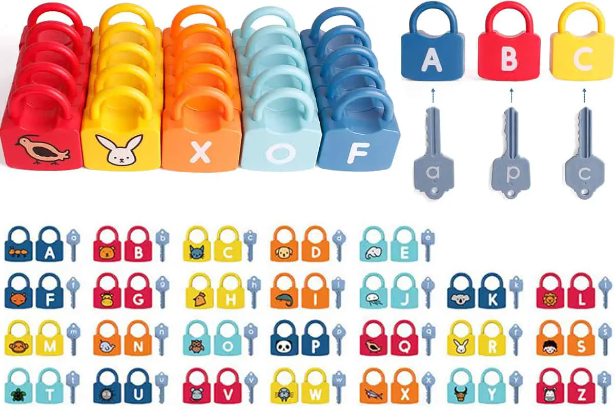 ABC Learning Lock is an alphabet matching game for pre-kindergarten children.