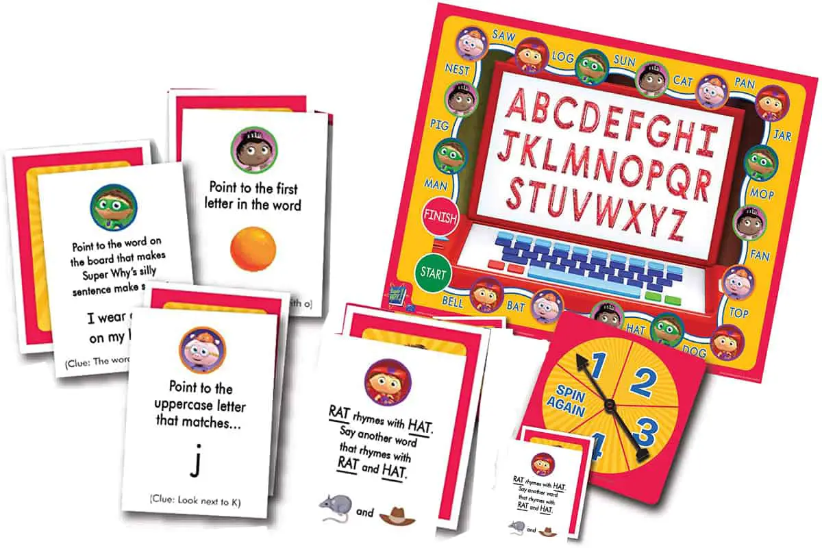 ABC Letter Game, a board game to practice reading skills, rhyming and phonics.