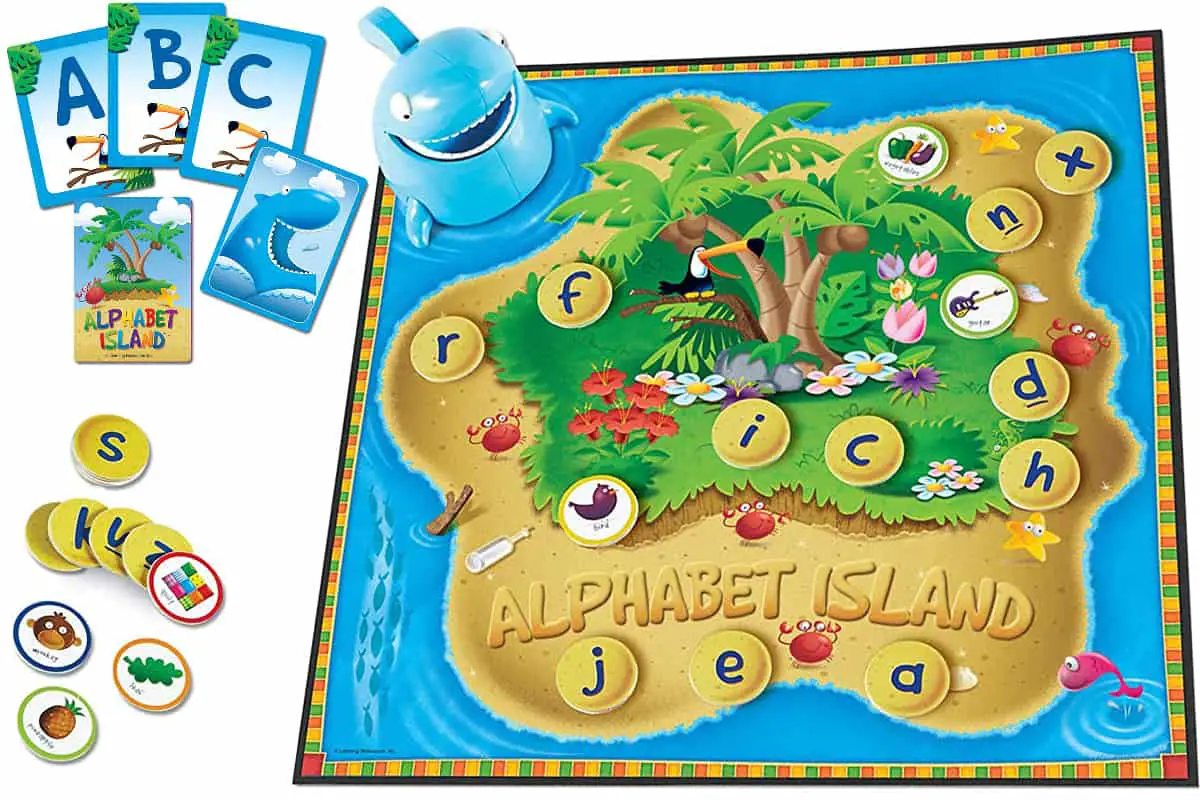 Alphabet Island is a board game that teaches kindergarten letter recognition and sounds.