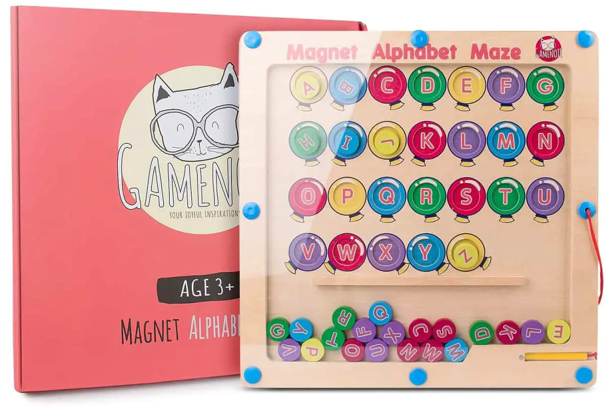 Magnetic Alphabet Maze Board is a matching letter game for 3-4 years old children.
