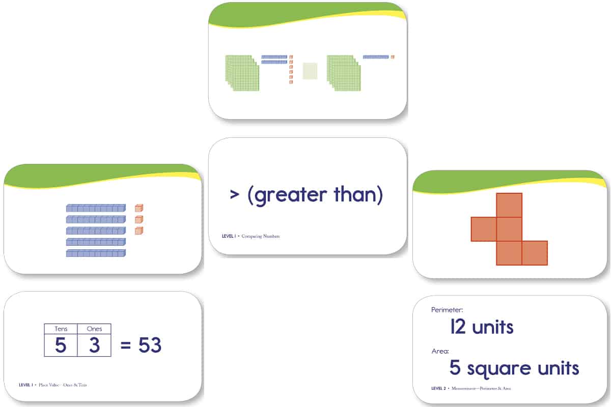 Sylvan Math Flashcards, a game to build basic math skills (Place Value, Addition & Subtraction...) in elementary school.