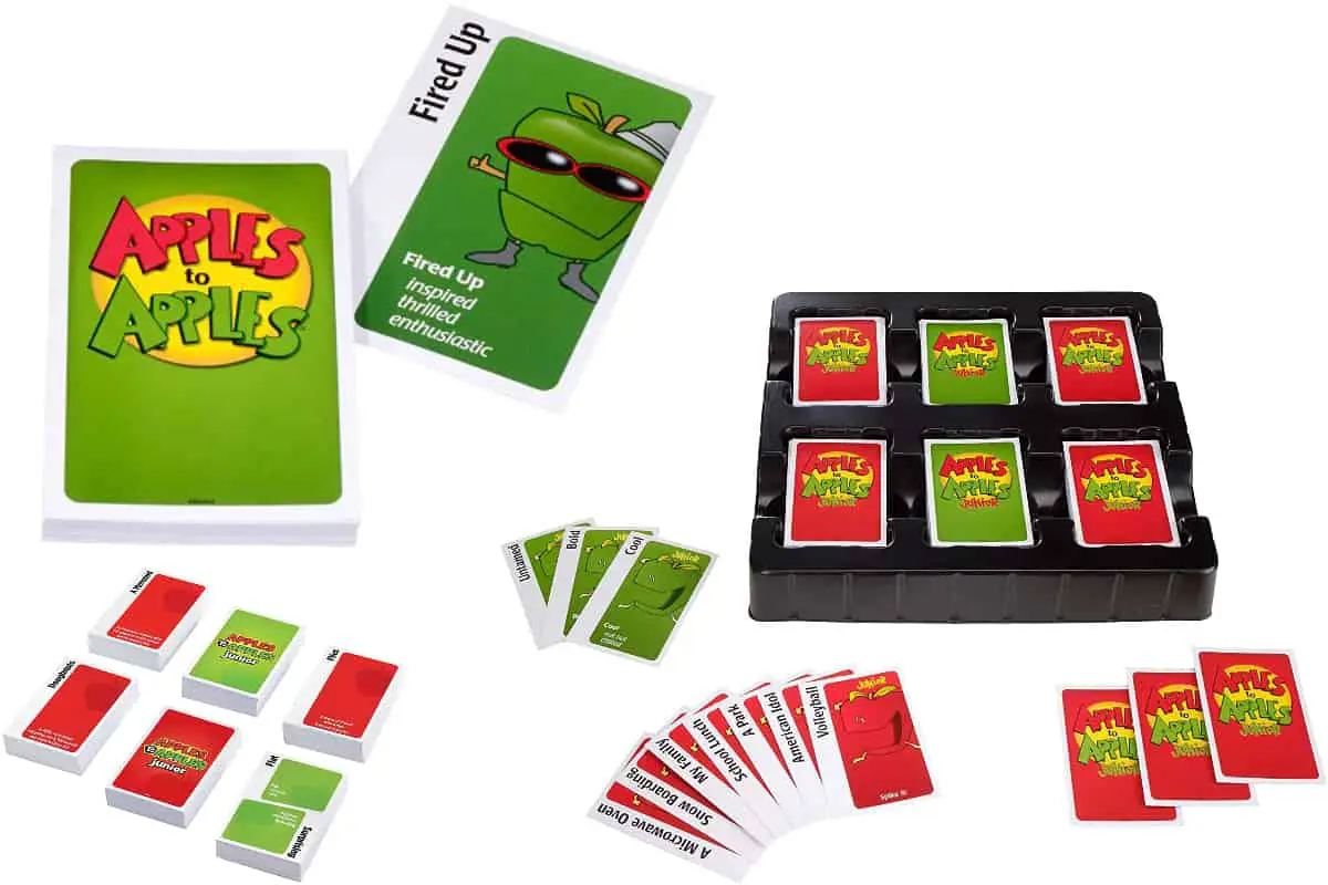 Apples to Apples Jr. is a matching card game to learn adjectives.