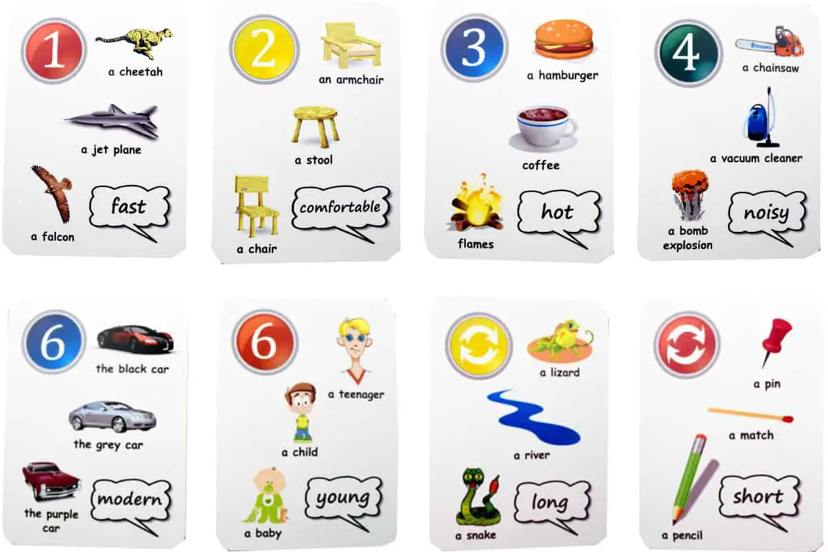 Fun Card English: Adjectives, Comparatives, and Superlatives is a card game to practice comparatives and superlatives.