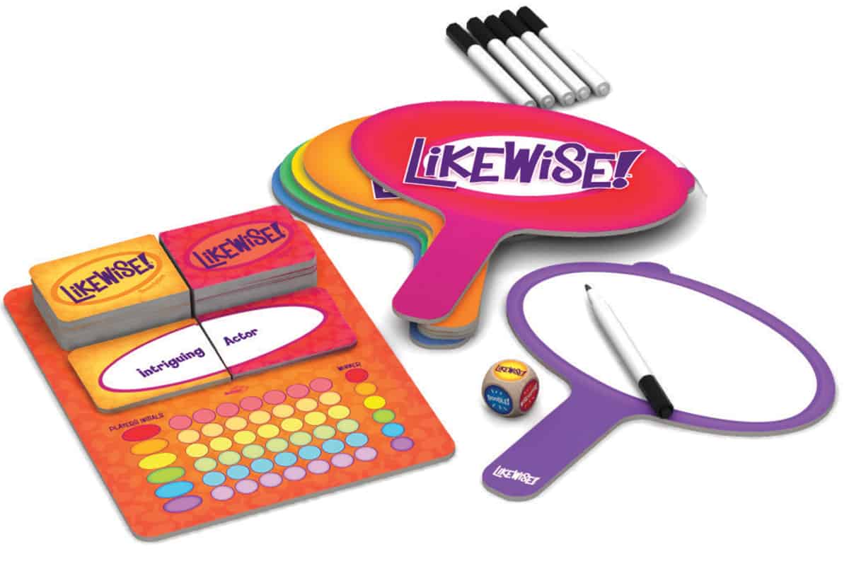 Likewise! is a party card game to teach and learn adjectives.