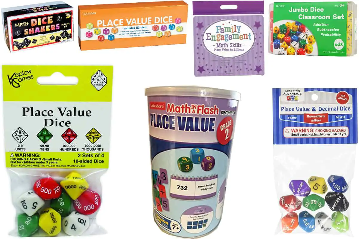 New Set of 3 Place Value Dice Tenths to Thousandths In Fun Colors 