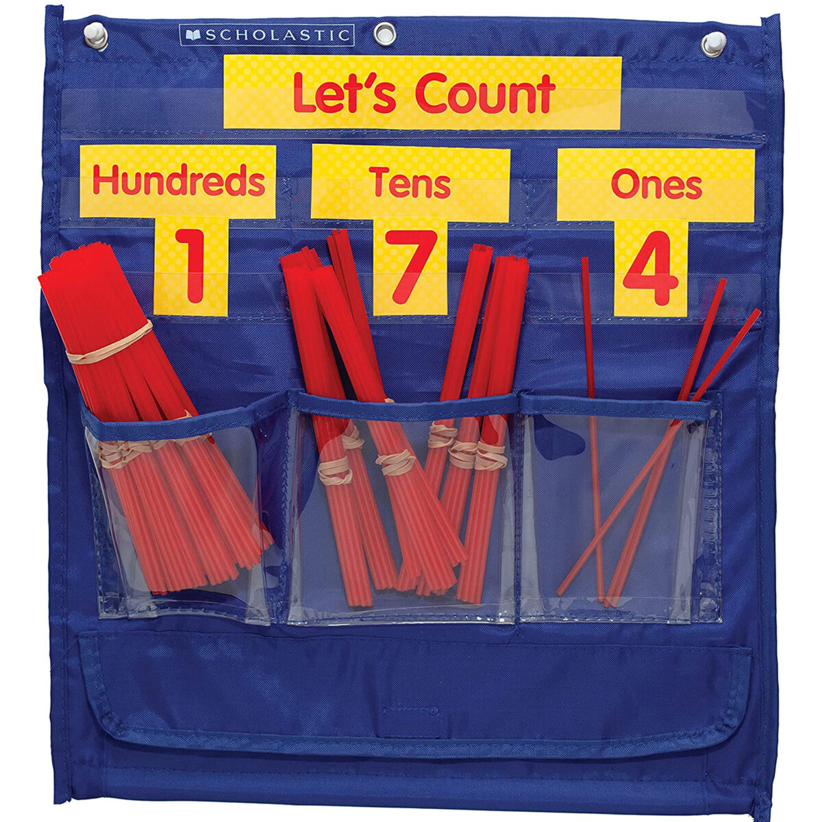 Counting Caddie and Place Value Pocket Chart (Scholastic) is a game to learn place values with 3 digits.