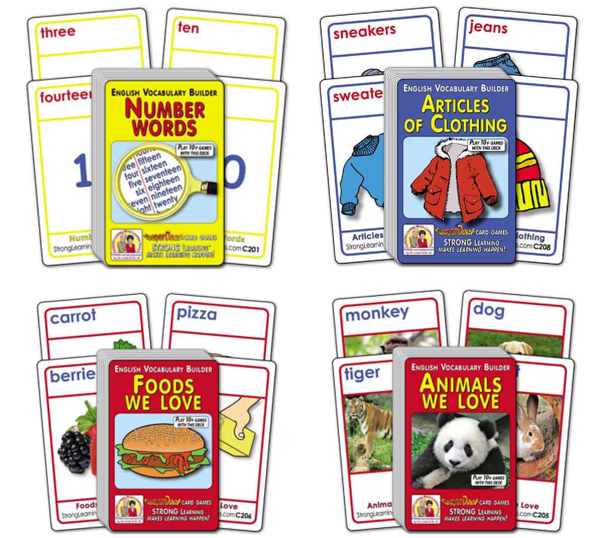 English Vocabulary Builders Super Deck Card is a matching game to learn vocabulary.