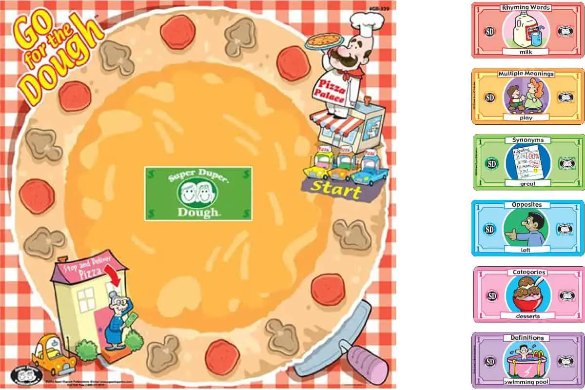Go for the Dough Board Game (Super Duper Publications) is game that helps kids recall definition of words.
