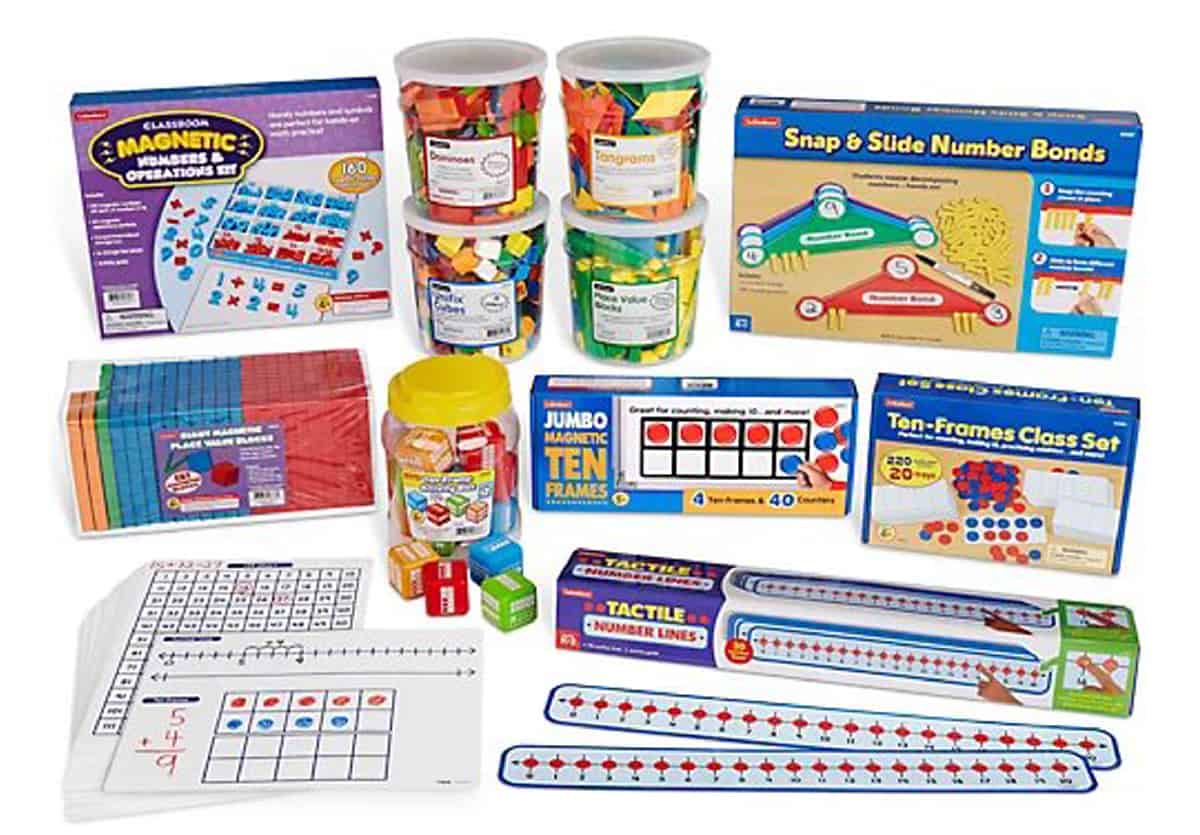 Hands-on Math Manipulative Bundle (Lakeshore Learning) is a game to understand place values with 3 digits.