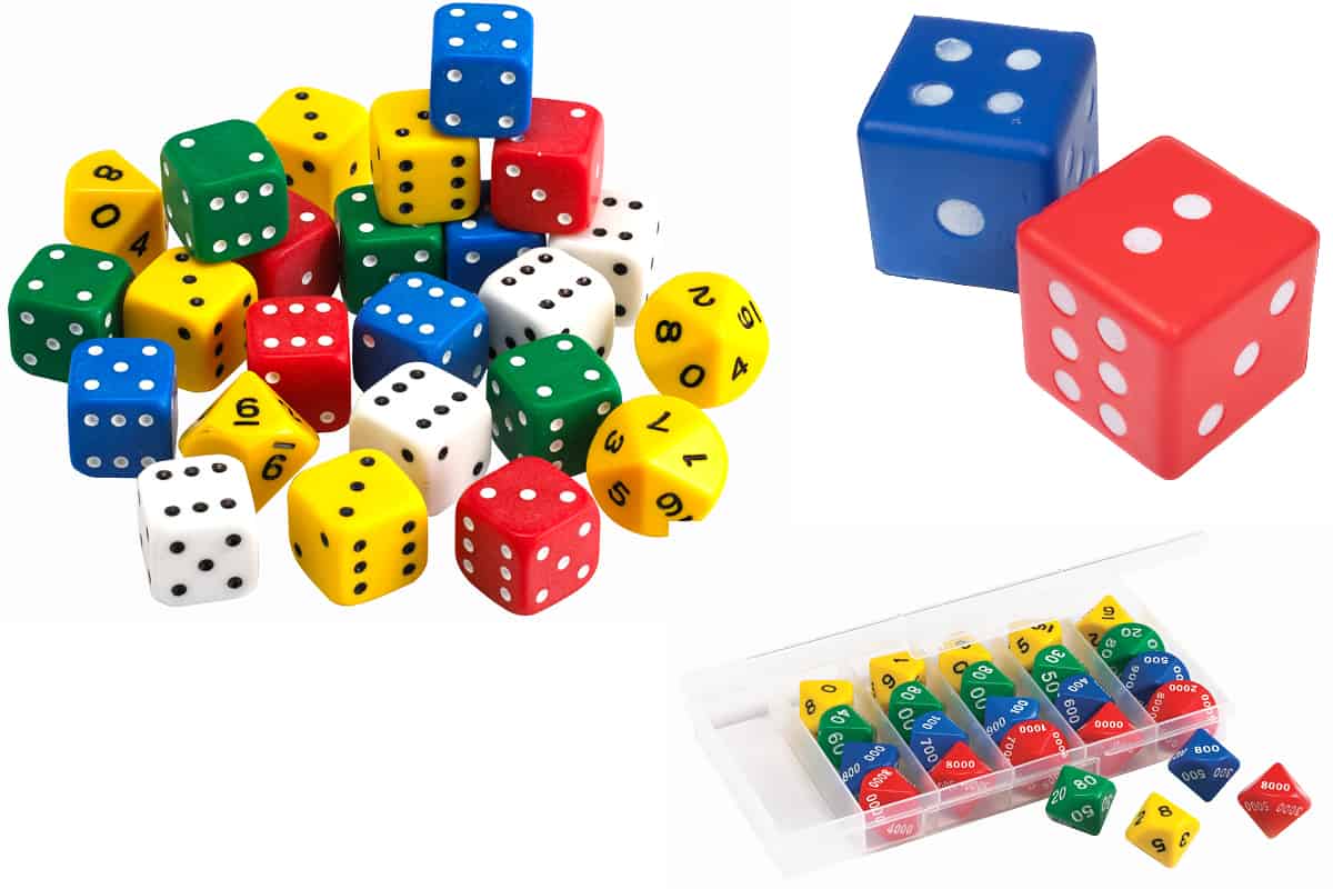 Ones to Thousands in Bold Bright Colors New Set of 4 Place Value Dice 