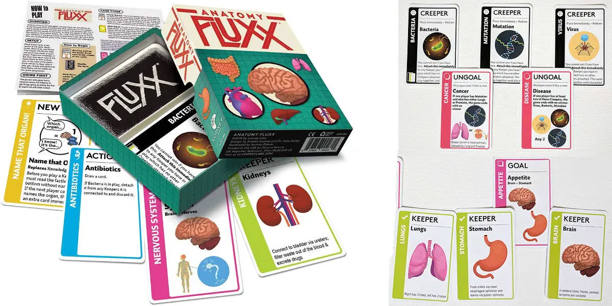 Anatomy Fluxx (Looney Labs) is an ever-changing rule game featuring the body’s different organs.