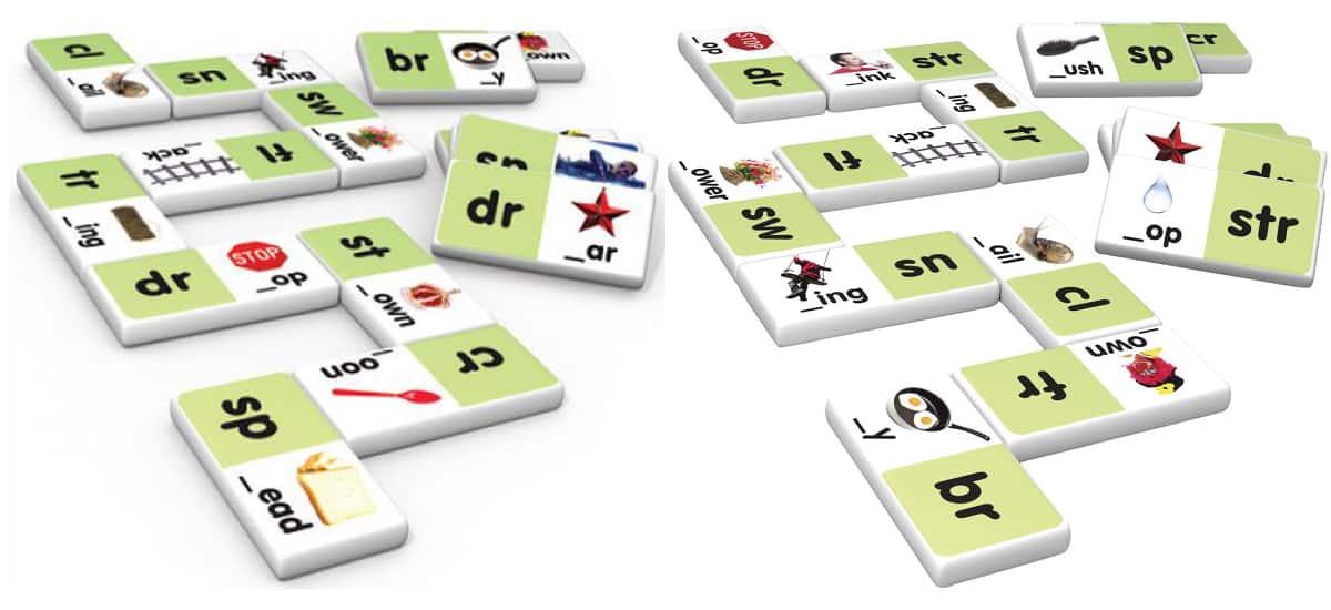 Blends Dominoes (Junior Learning Inc) is a domino matching game to learn basic phonetic skills.