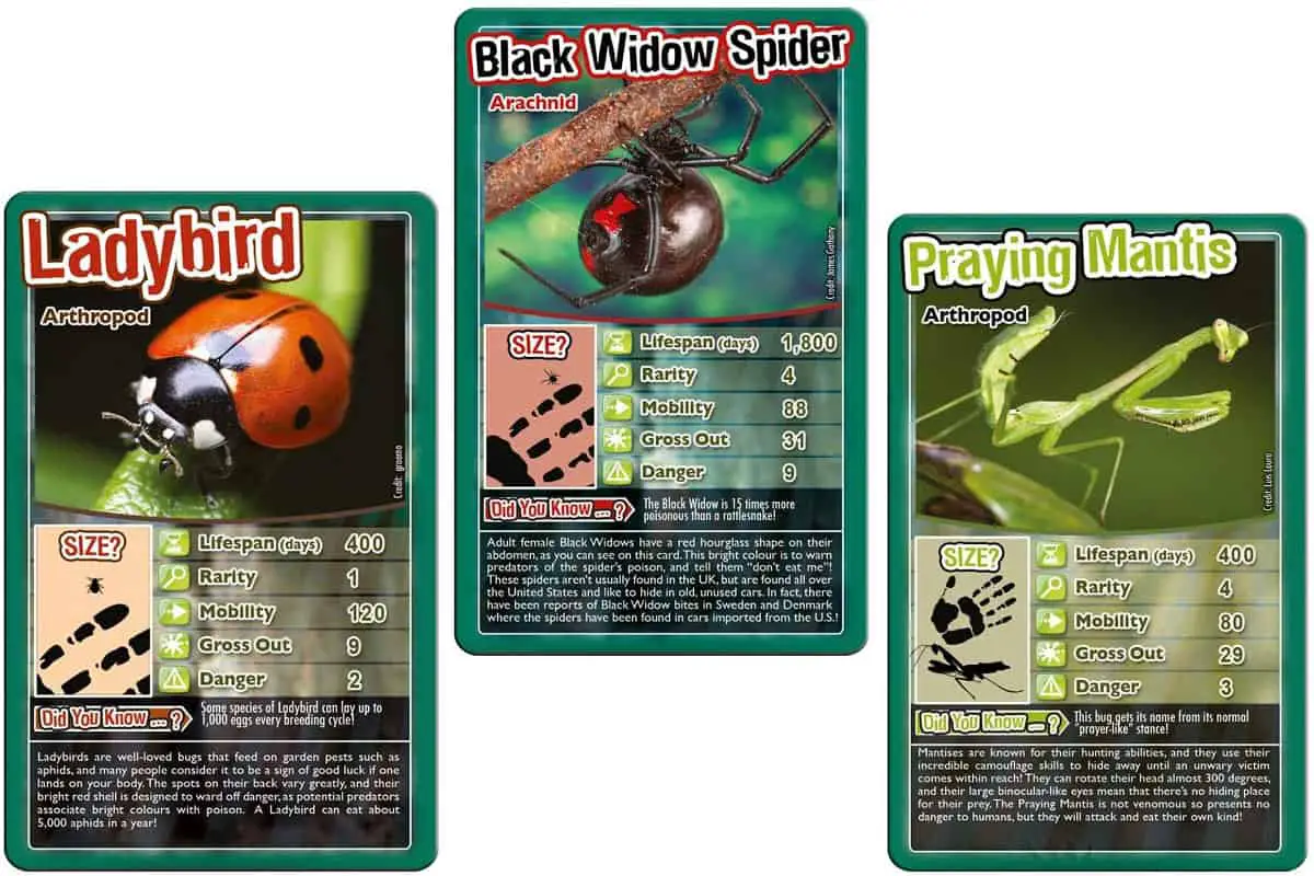 Bugs (Top Trumps) is a card game to learn the world's creepiest crawlies, the most incredible insects, and the most awesome arachnids