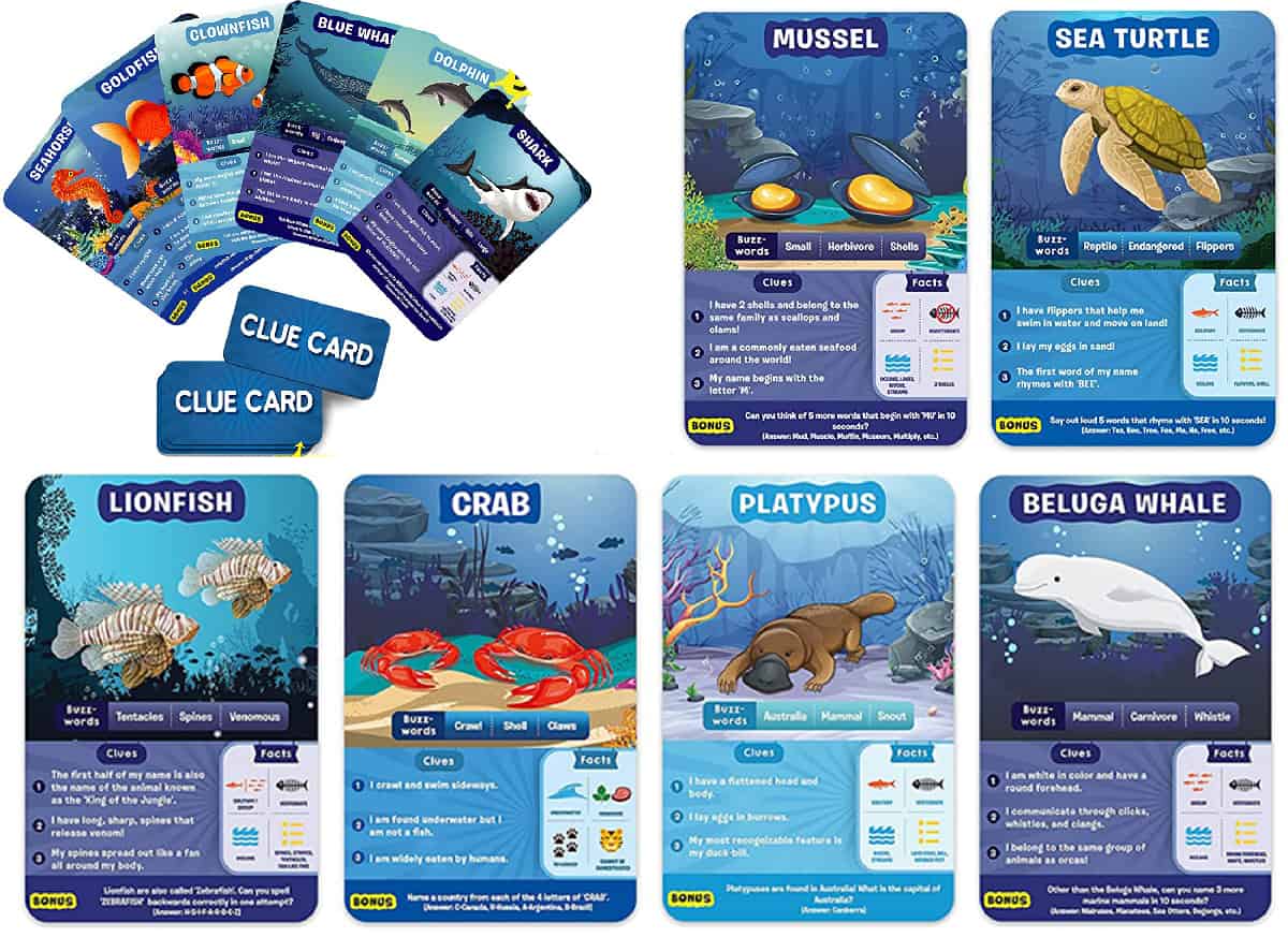 Guess in 10: Underwater Animals (Skillmatics) is quiz card game about marine animals.