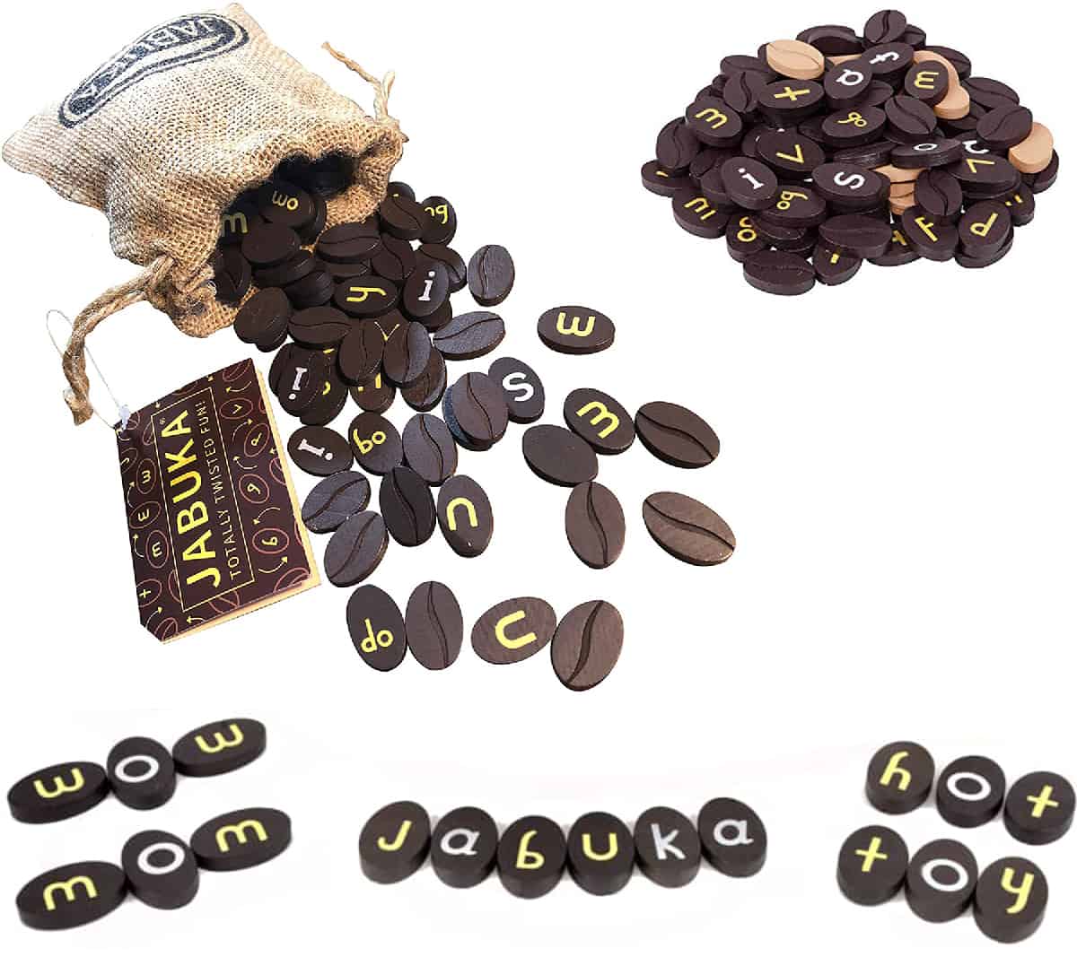 Jabuka (Jabuka) is a coffee-themed word tile game to learn spelling and  improve memory.