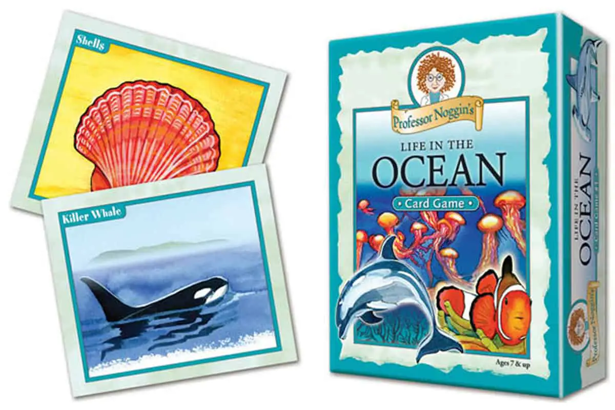 Life in the Ocean (Outset Media - Professor Noggin’s) is a quiz card game featuring different ocean animals. 