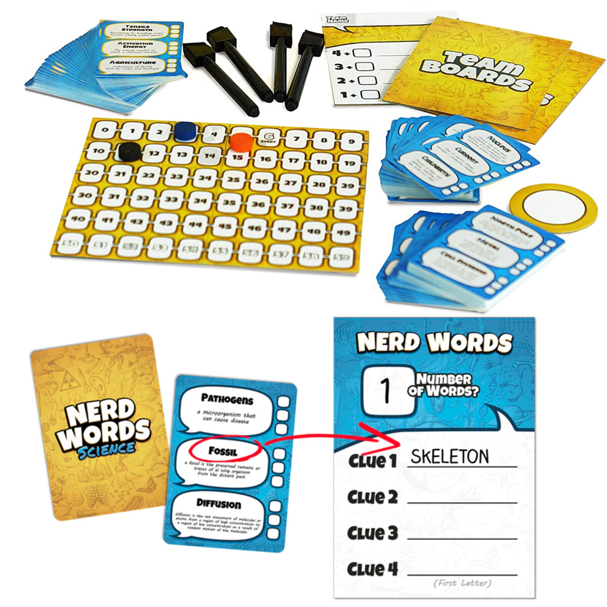 Nerd Words: Science! (Genius Games) is a card game to expand your knowledge and vocabulary of different scientific terms.