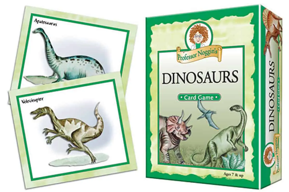 World of Dinosaurs (Outset Media - Professor Noggin’s) is a quiz card game to learn many educational and fun facts about dinosaurs and fauna in their era.
