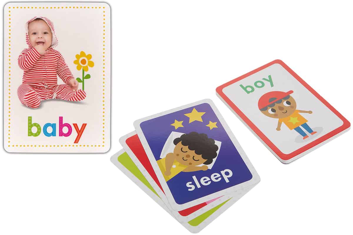 50 First Words Flashcards (Scholastic Early Learners) is game that help memorize basic words.