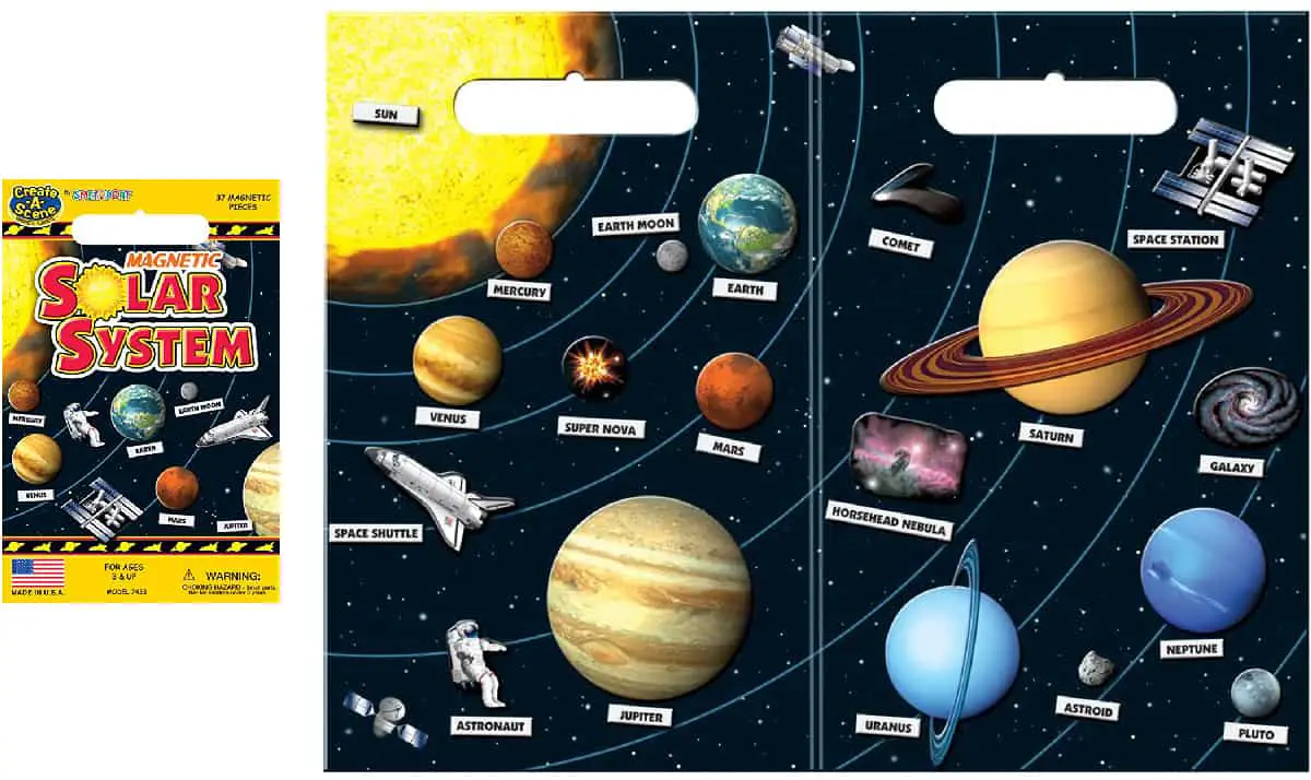 Create A Scene Magnetic Playset-Solar System (Playmonster) is a board game that encourages storytelling, promotes problem-solving skills, and builds skills in sequencing.