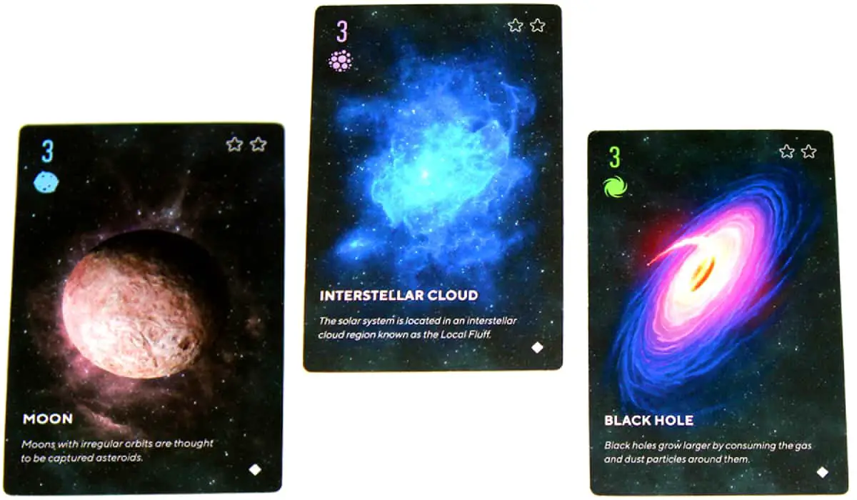Stellar (Renegade Game Studios) is a card game that teaches kids about planets, moons, asteroids, black holes, satellites and more.