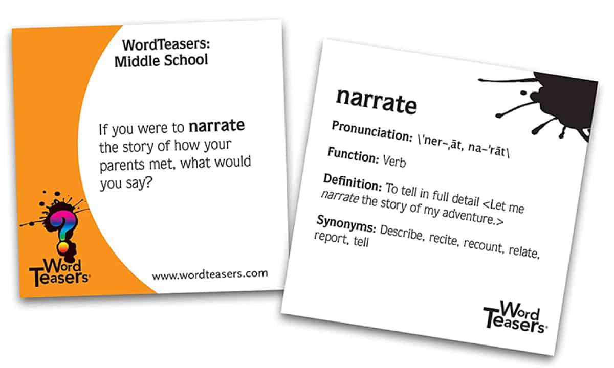 Word Teasers (ELM Education Marketing) is a great card game to enhance vocabulary.