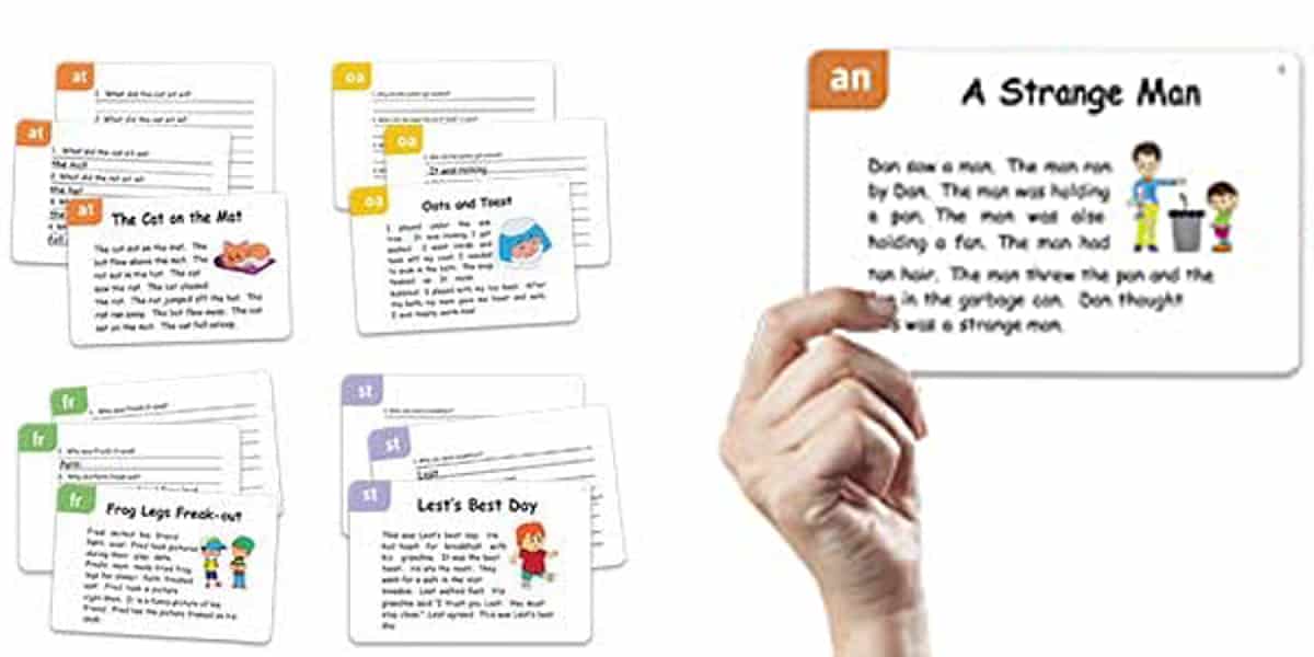 94 Phonics Comprehension Passages with Questions  is a card game for teaching reading fluency and comprehension. 